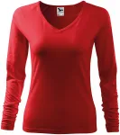 Női testhezálló póló, V-alakú nyakkivágással, piros